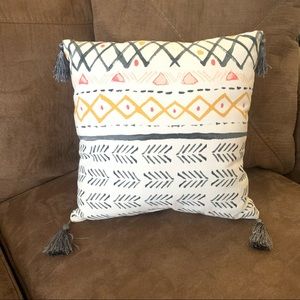 Boho Tribal Print Throw/Accent Pillow with Tassels